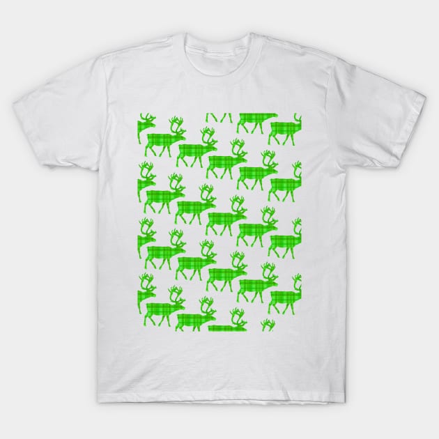 GREEN Plaid Reindeer Ugly Holiday Sweater. T-Shirt by SartorisArt1